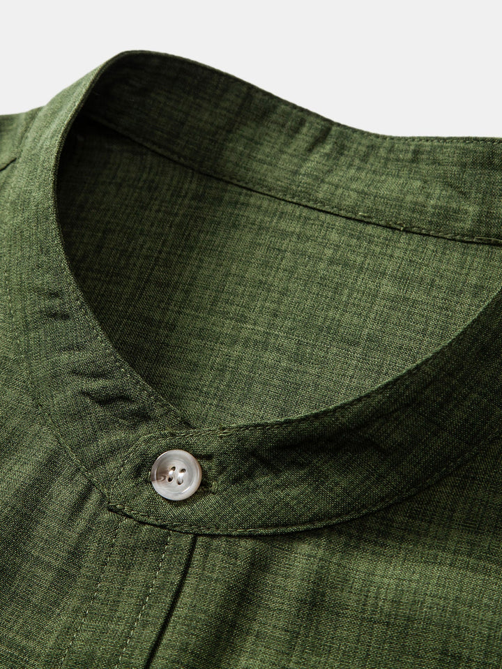 Oliver | Short Sleeve Stand Collar Shirt & Straight Leg Linen Pants
