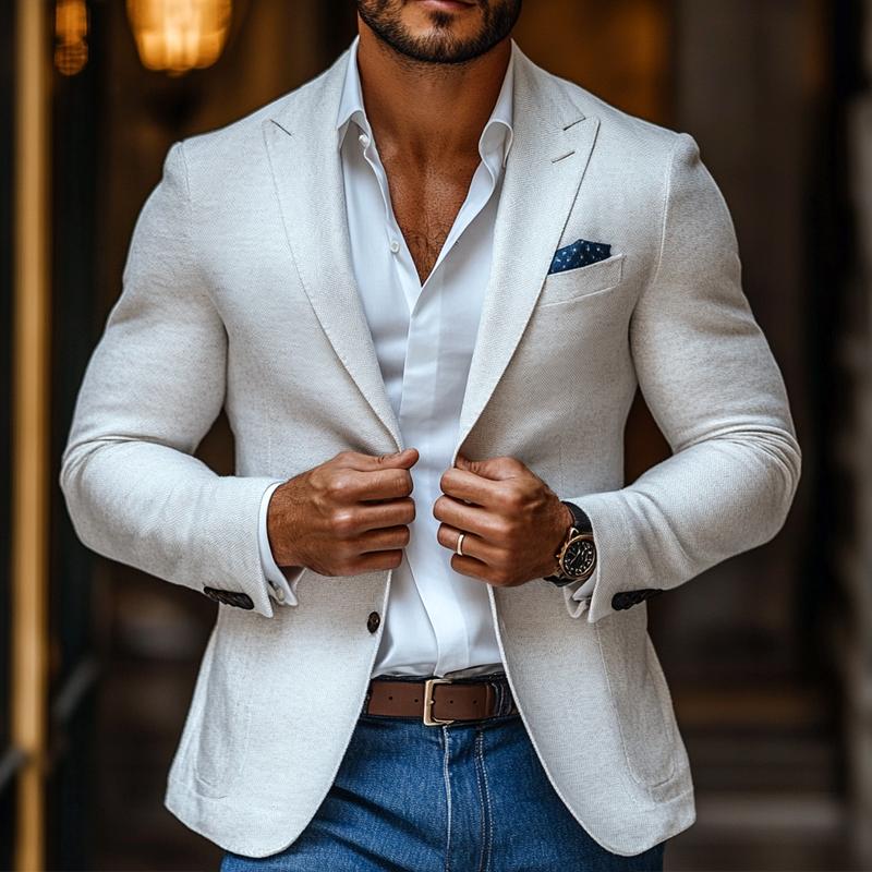Brandon | Fashion Solid Color Peak Lapel Two Buttons Casual Blazer